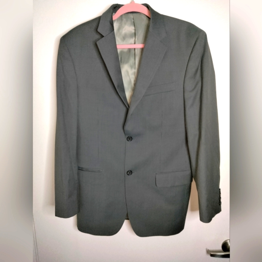 Ralph Lauren (Sz 38R) Men's Gray & White Classic Pinstripe 100% Wool Sport Coat